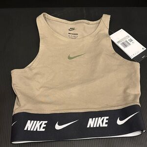 Nike XS crop tank olive green. NWT